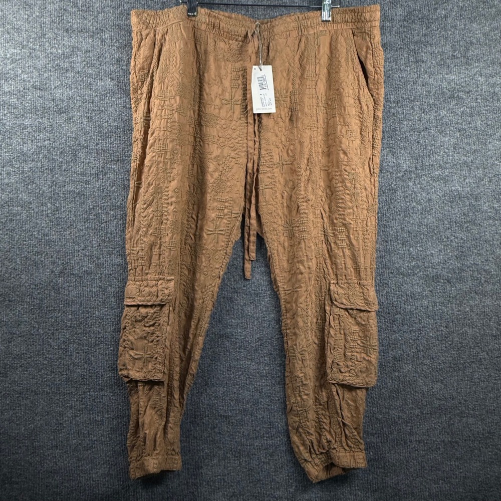 Johnny Was Breccia Jogger Pant XL Peaches Copper Embroidered Cargo P61618-9 NWT